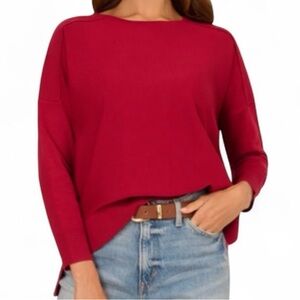 NWT ADRIANNA PAPELL Long Sleeve Drop Shoulder High Low Hem Sweater Size Small